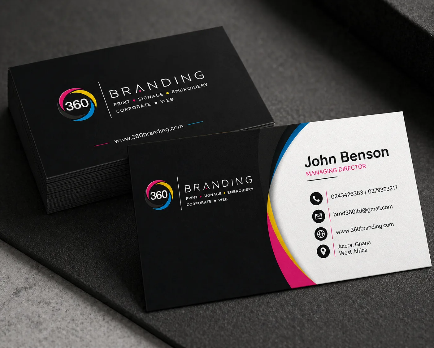 Printed brochures, cards and branded stationery